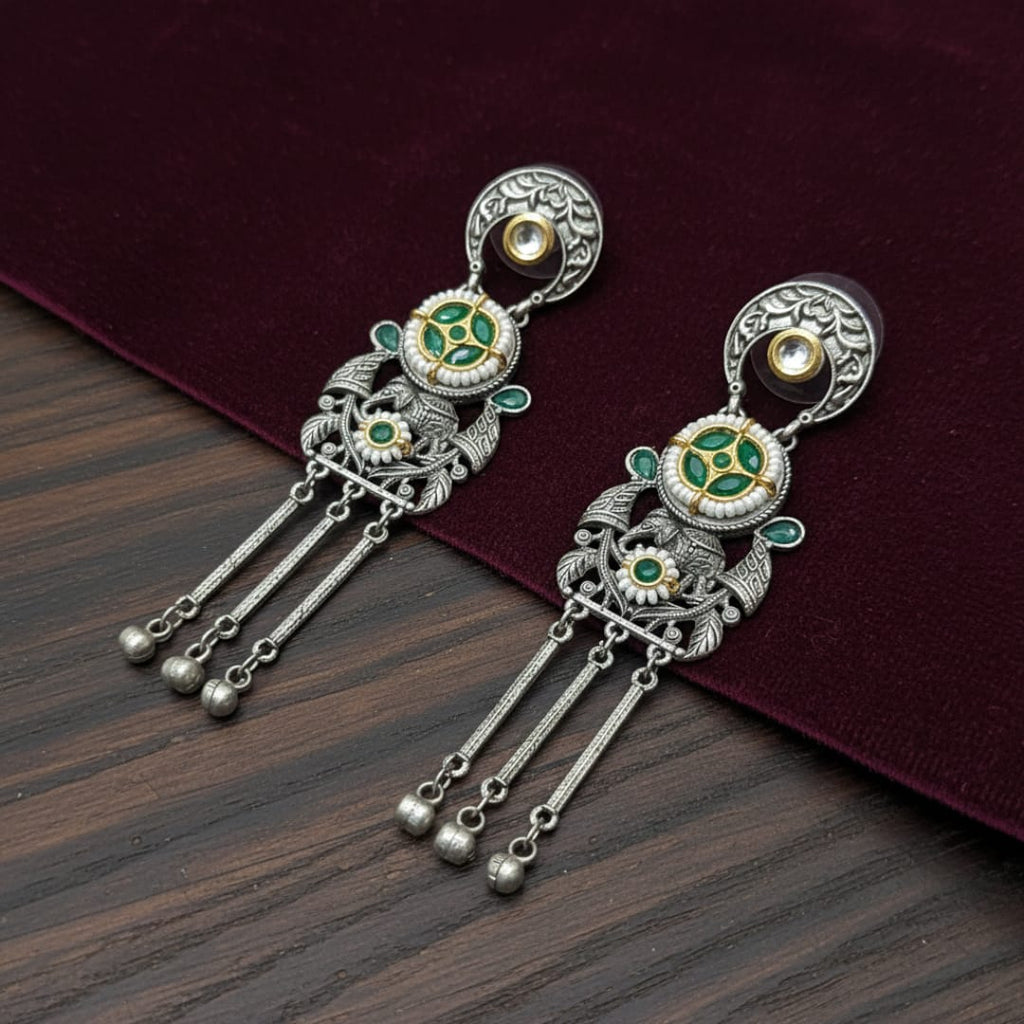 Kundan Wheel Chandbali Earrings with Ghungroo Tassels