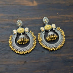 Kundan Chandbali Earrings with Jhumki & Gold Ghungroo