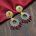 Dual Tone Octagon Chandbali Earrings