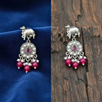 Kamdhenu Nandi Silver Oxidised Earrings