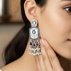 Mughal Tulip Enamel Drop Earrings with Jhumki