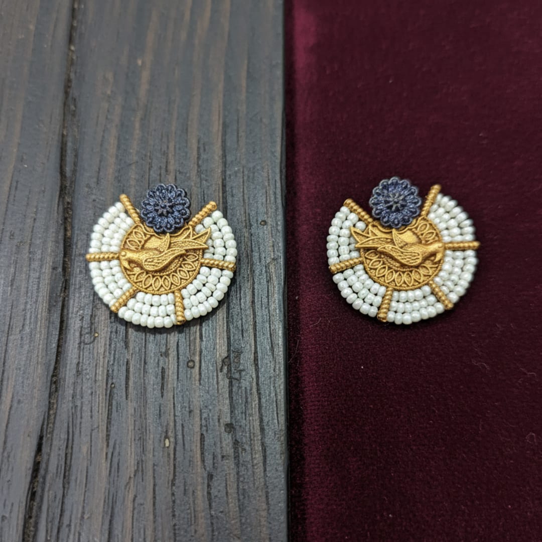 Hamsa Bird Fan Stud Earrings