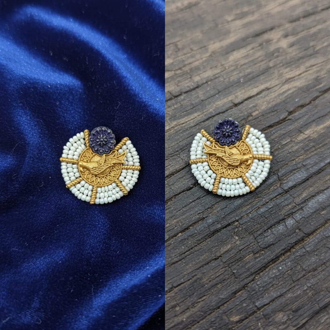 Hamsa Bird Fan Stud Earrings