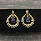 Royal Hoop Drop Earrings with Gemstone Centre