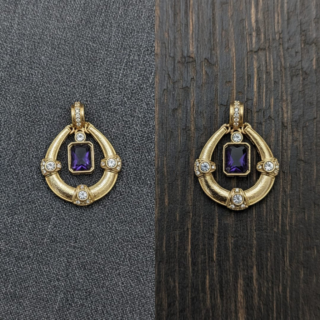 Royal Hoop Drop Earrings with Gemstone Centre