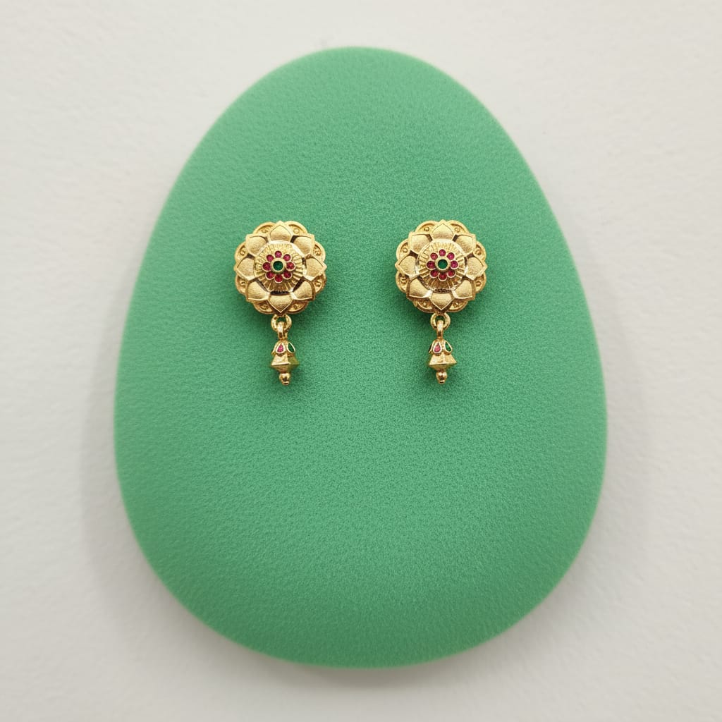 Zahra Engraved Stone Jhumka Drop Earrings