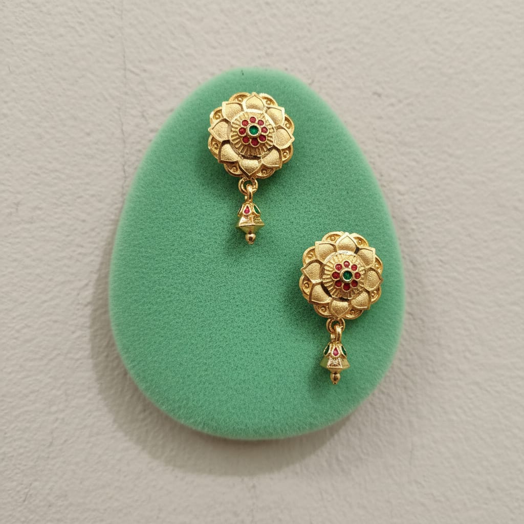 Zahra Engraved Stone Jhumka Drop Earrings