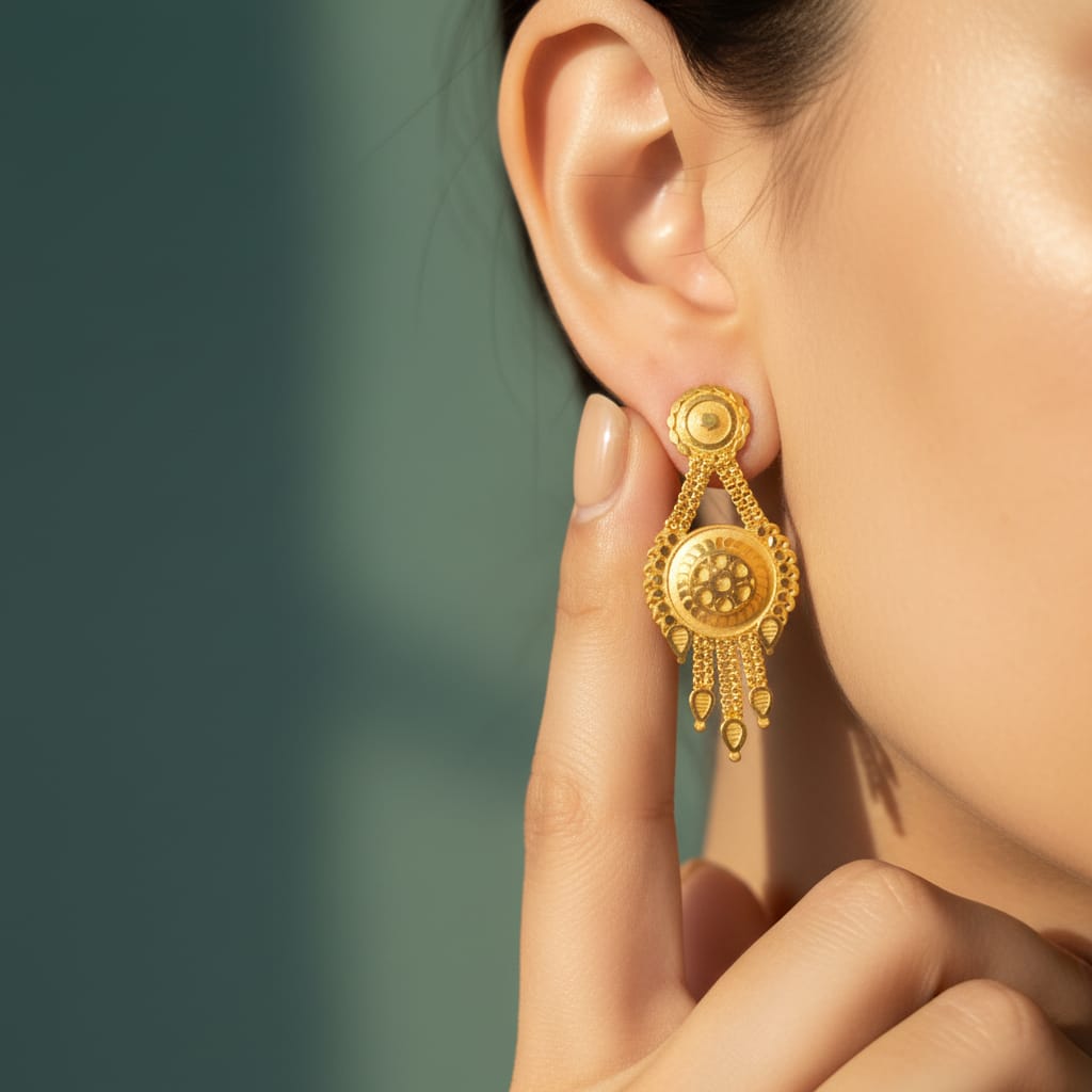 Rajwadi Gold Chandelier Earrings