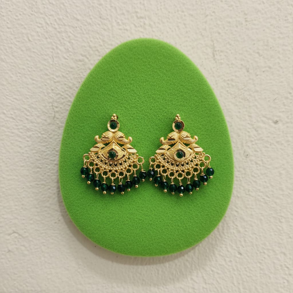 Temple Gold Peacock Chandbali Earrings