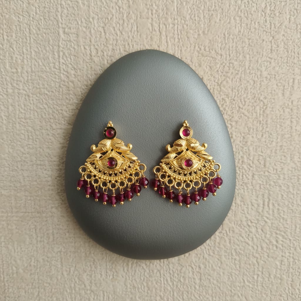 Temple Gold Peacock Chandbali Earrings