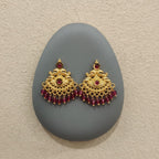 Temple Gold Peacock Chandbali Earrings