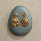 Gold Meenakari Floral Drop Earrings