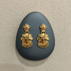 Gold Meenakari Floral Drop Earrings