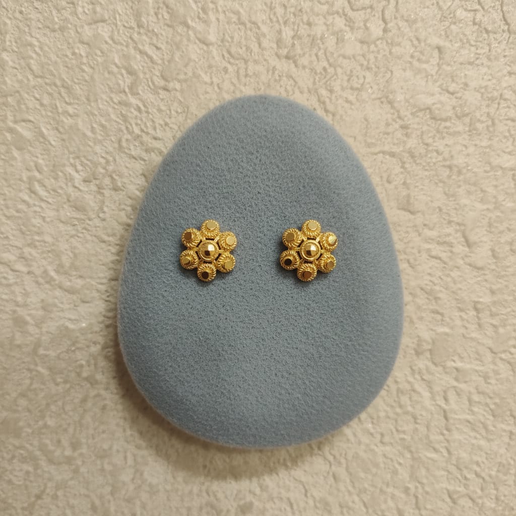 Gold Floral Cluster Ball Stud Earrings
