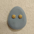 Gold Floral Cluster Ball Stud Earrings