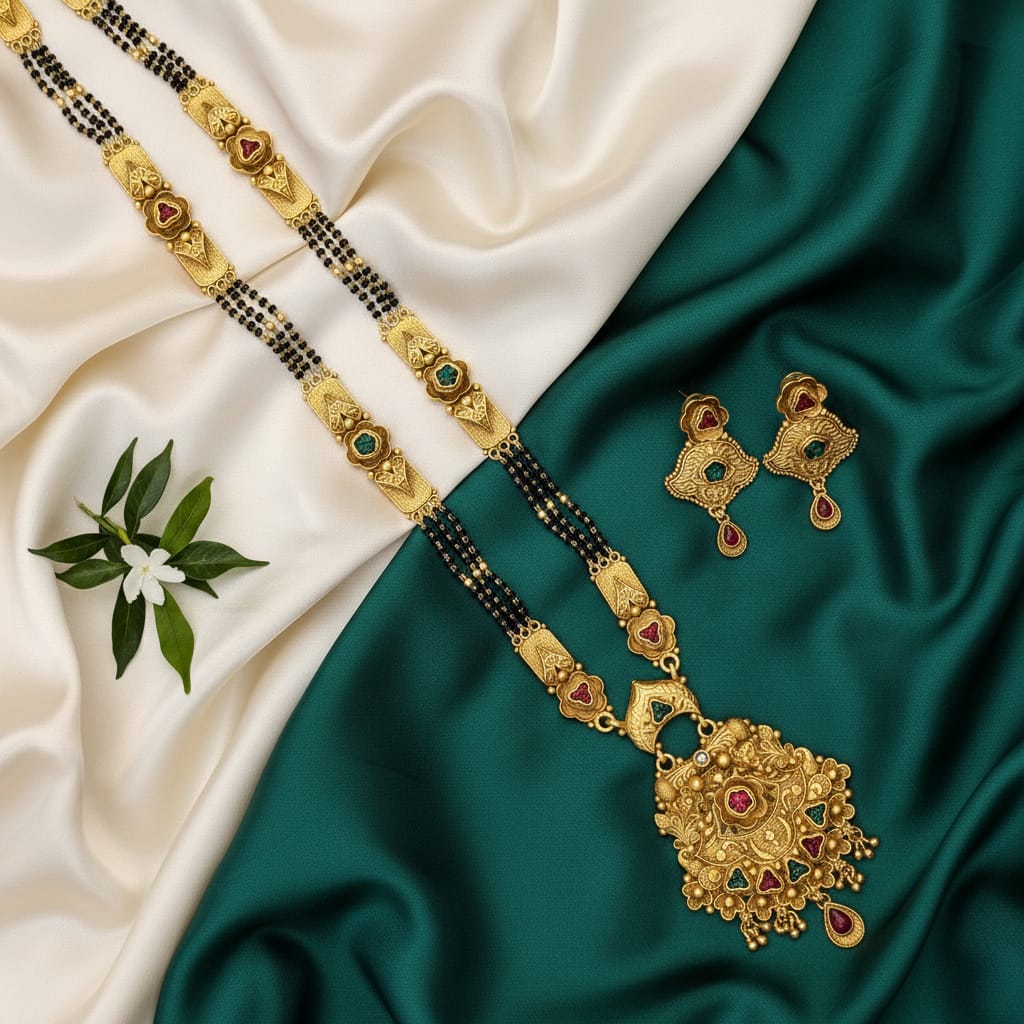 Rajwadi Navratna Mangalsutra Chain Set