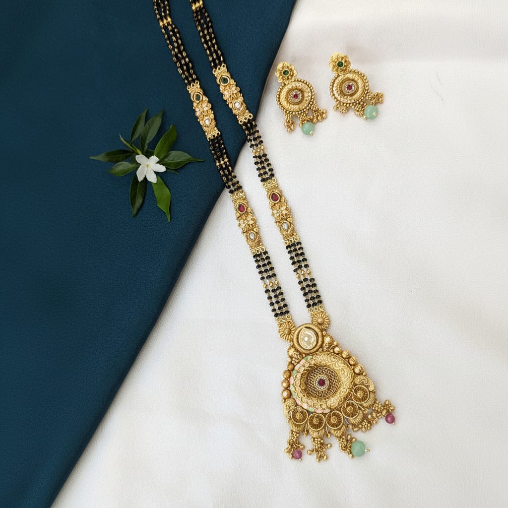 Rajwadi Chakra Mangalsutra Chain Set