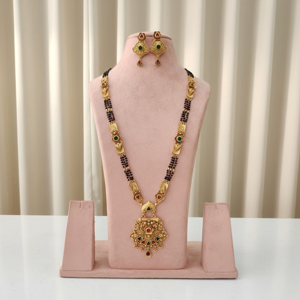 Rajwadi Navratna Mangalsutra Chain Set