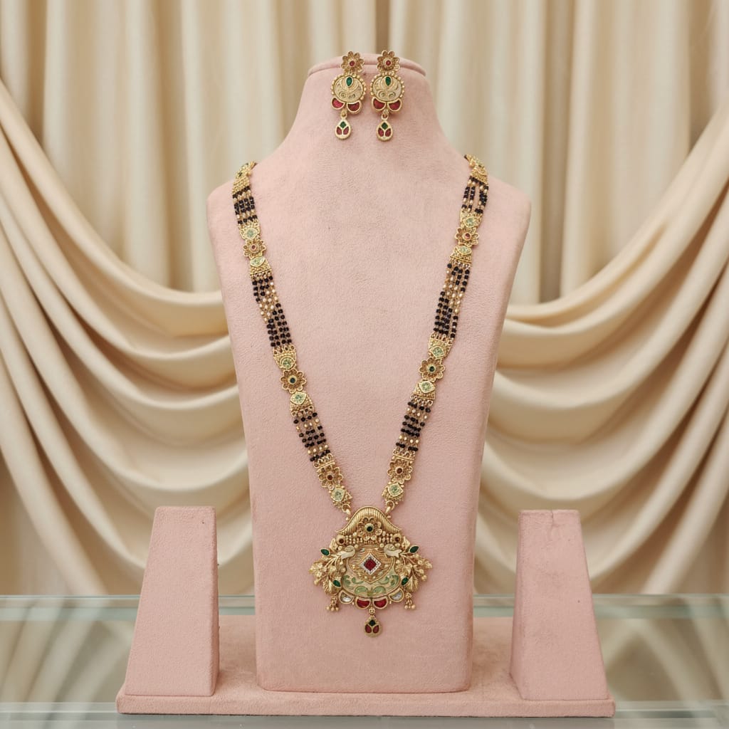 Rajwadi Meenakari Mayur Mangalsutra