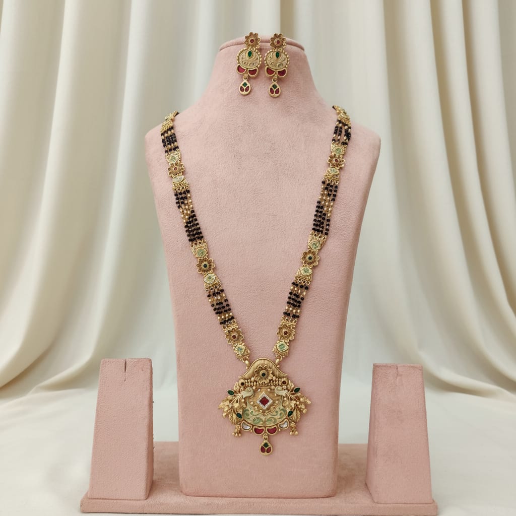Rajwadi Meenakari Mayur Mangalsutra