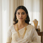 Gold Multi-Strand Ball Chain Rani Haar Earrings