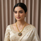 Antique Gold Peacock Pendant Chain Set