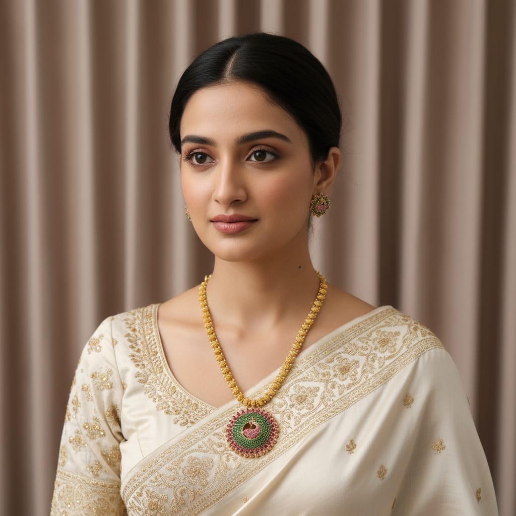 Antique Gold Peacock Pendant Chain Set