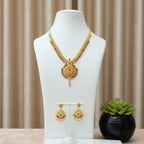 Antique Gold Floral Pendant Long Chain Set