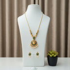 Temple Lakshmi Long Necklace Set with Earrings