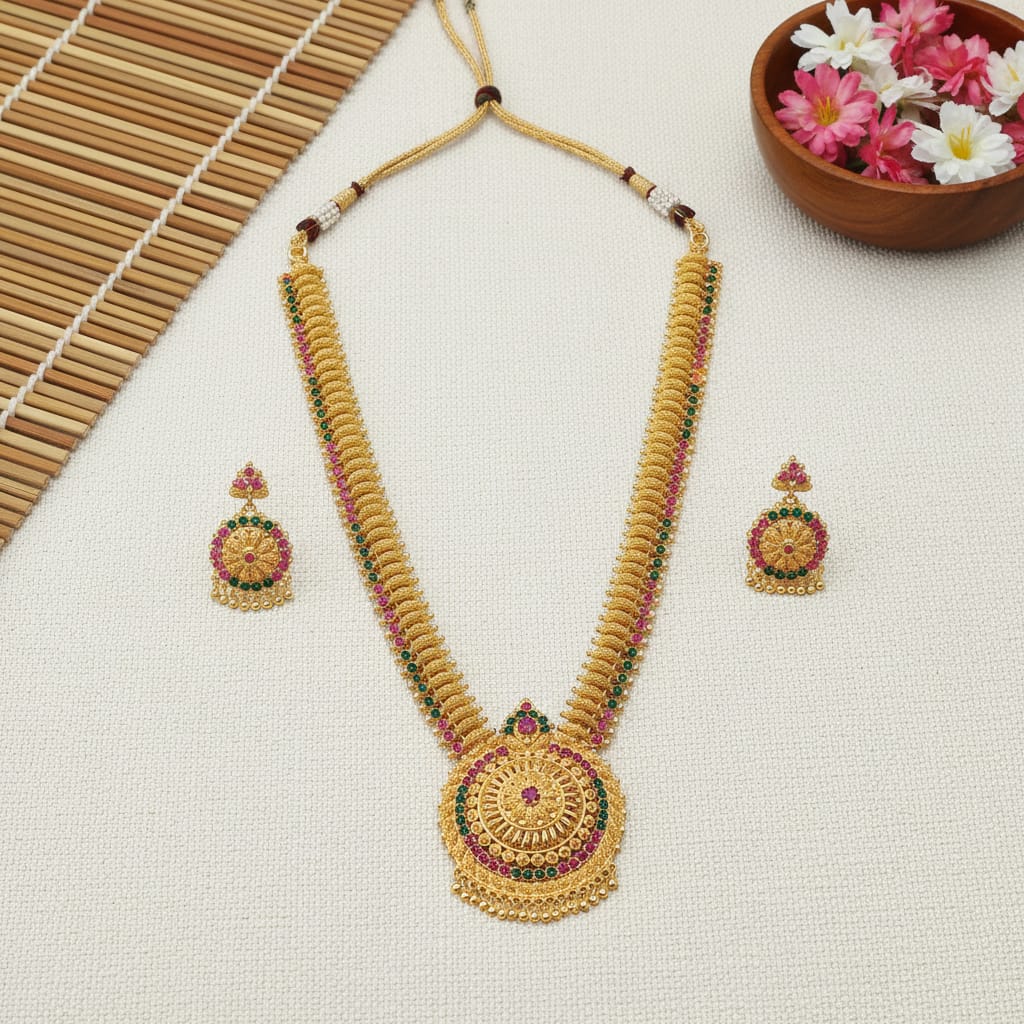 Antique Gold Long Haaram Chain Set