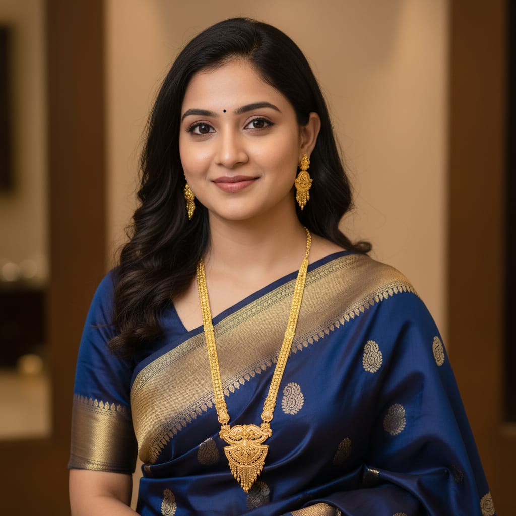 Micro Gold Plated Ranihaar Chain Set & Earrings | Bridal Long Chain