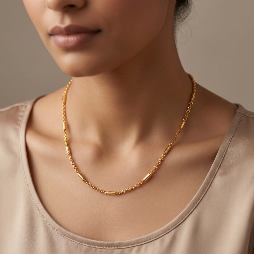 Micro Gold Bar Link Rope Chain