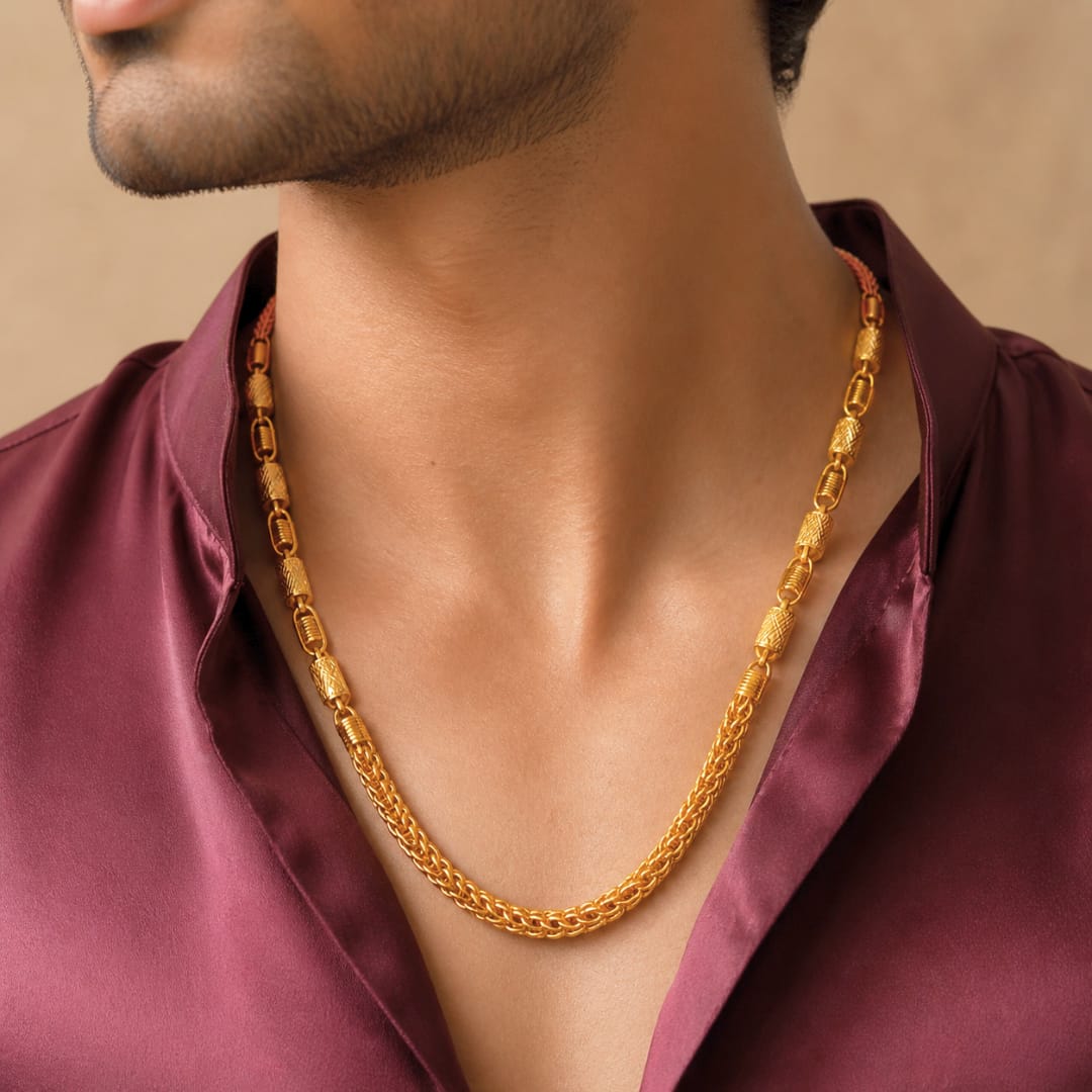 Micro Gold Plated Wheat & Barrel Chain