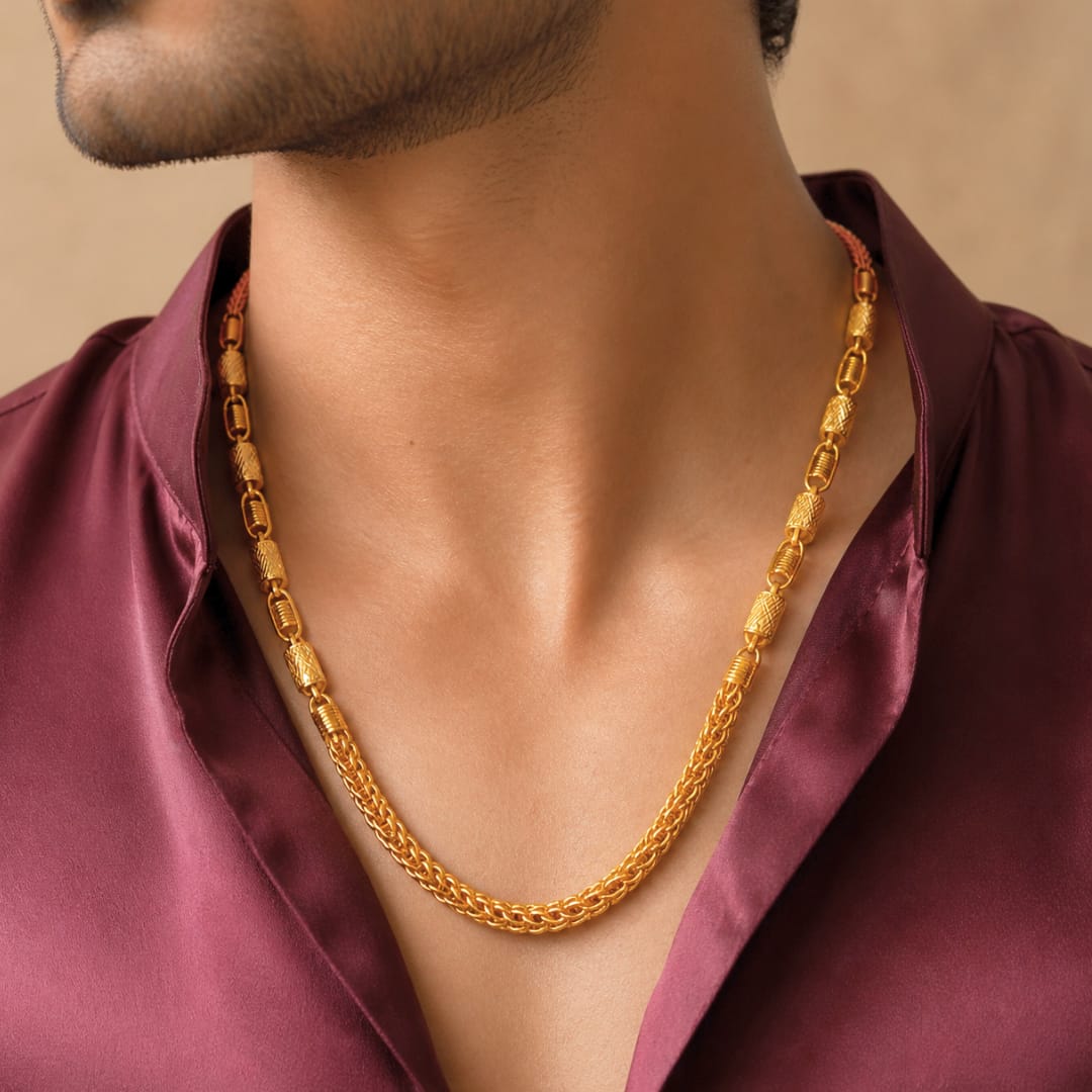 Micro Gold Plated Wheat & Barrel Chain