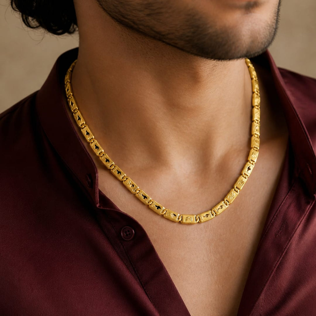 Micro Gold Plated Engraved Link Chain