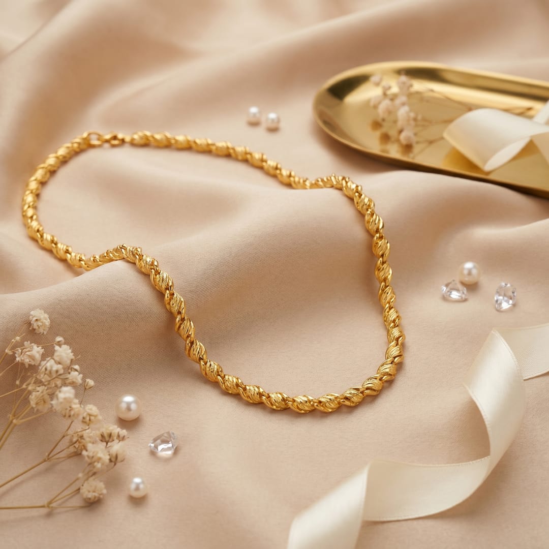 Micro Gold Plated Twisted Rope Chain
