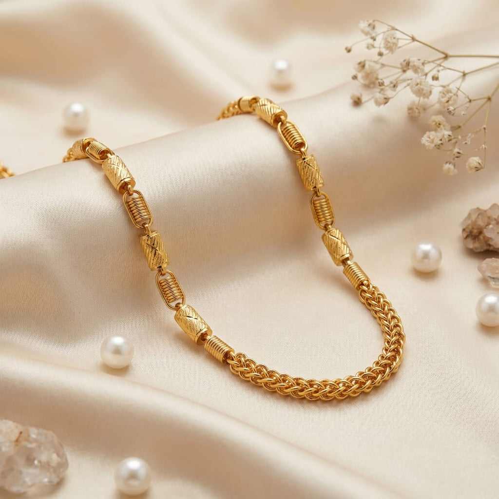 Micro Gold Plated Wheat & Barrel Chain