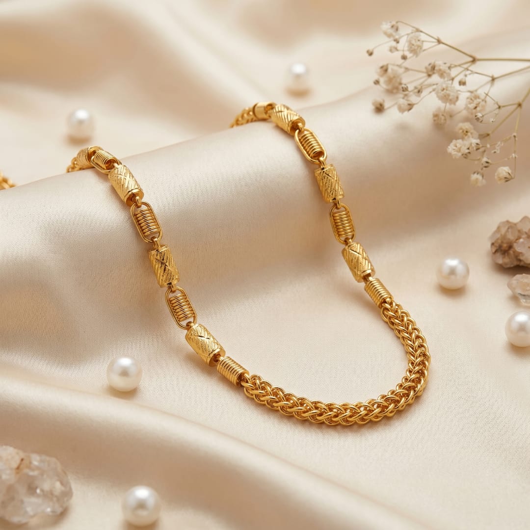 Micro Gold Plated Wheat & Barrel Chain
