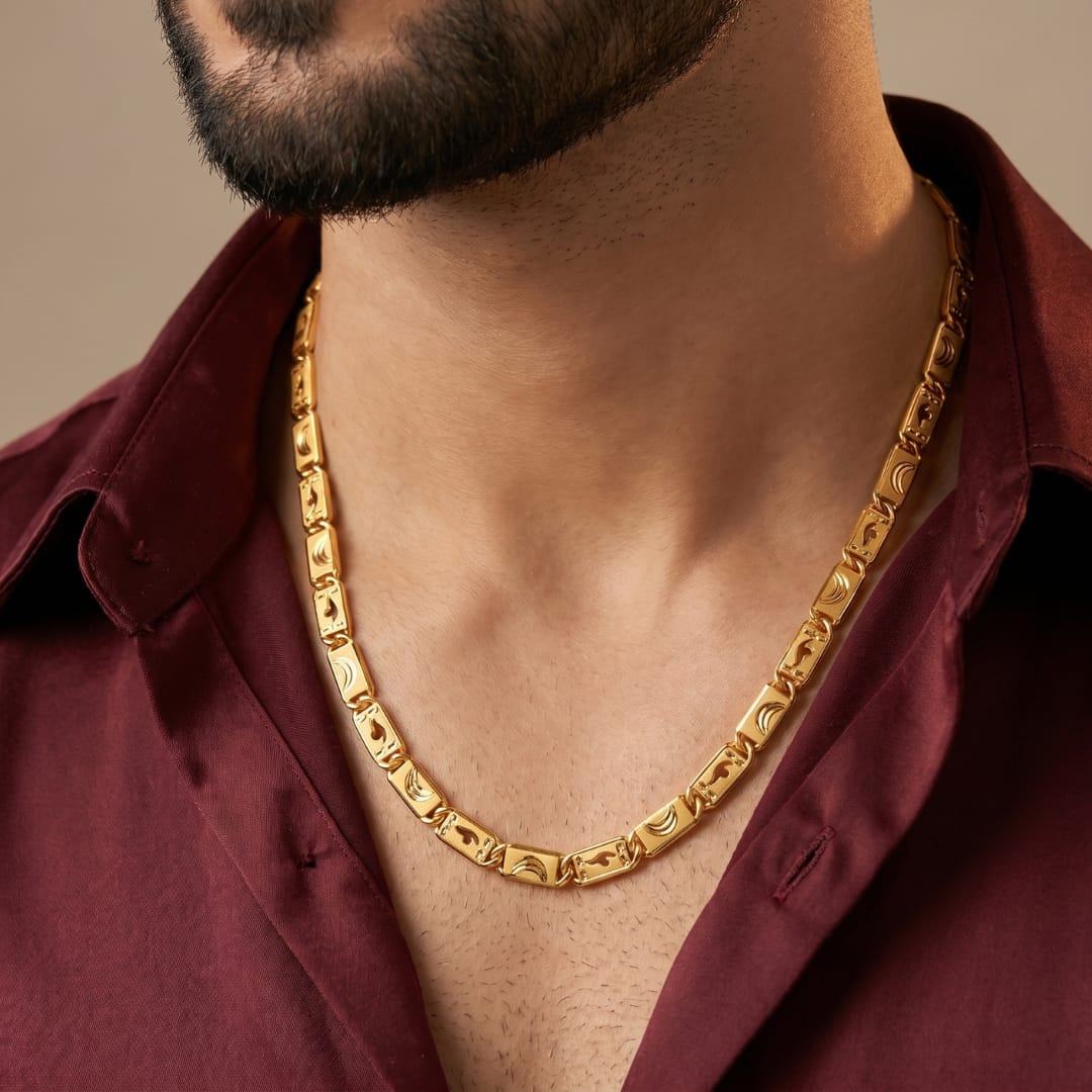 Micro Gold Plated Engraved Link Chain