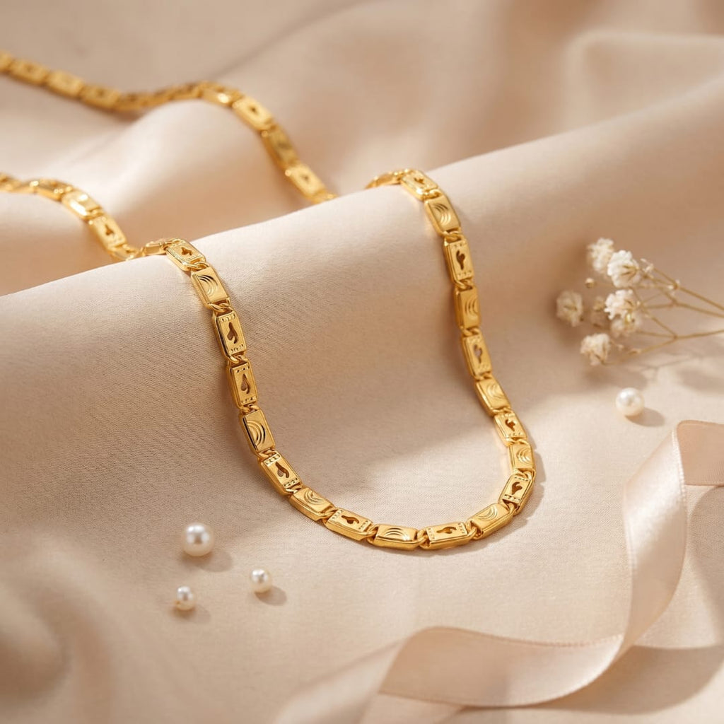 Micro Gold Plated Engraved Link Chain