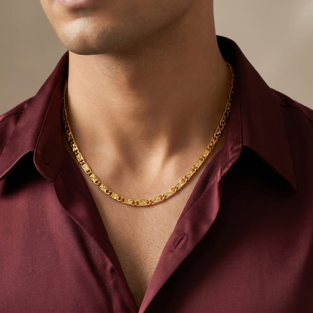 Micro Gold Plated X Pattern Curb Chain