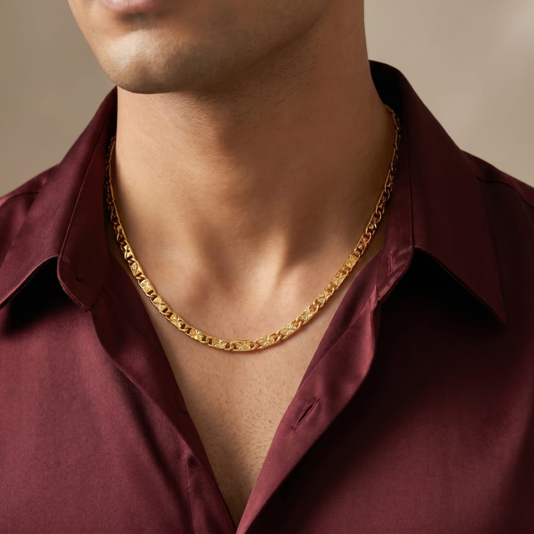 Micro Gold Plated X Pattern Curb Chain