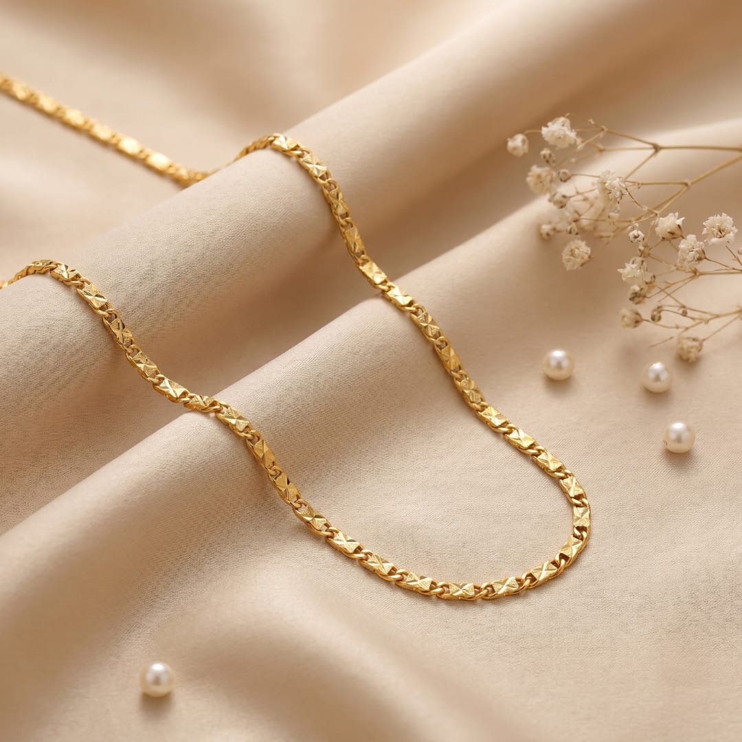 Micro Gold Plated X Pattern Curb Chain