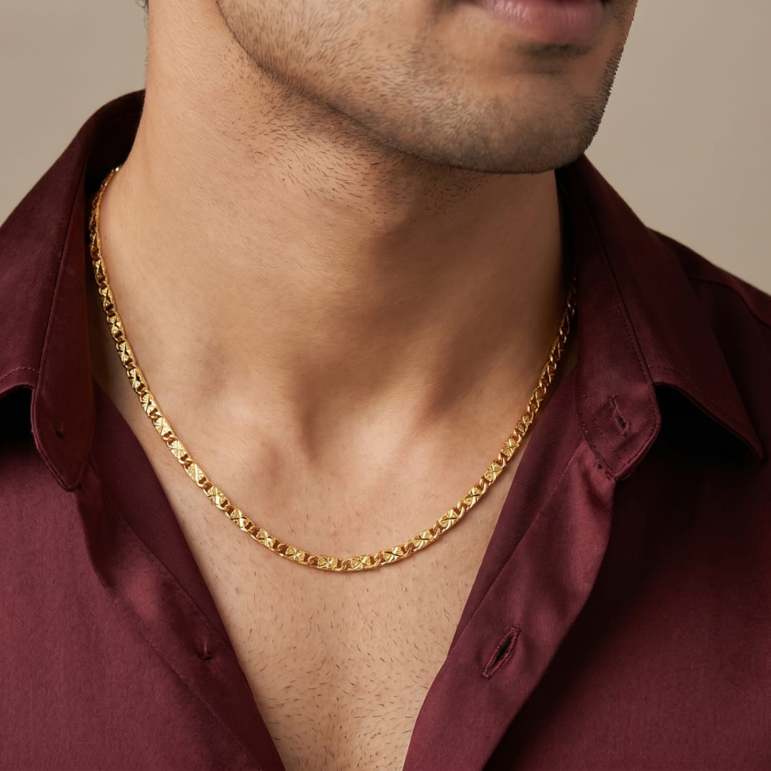Micro Gold Plated X Pattern Curb Chain