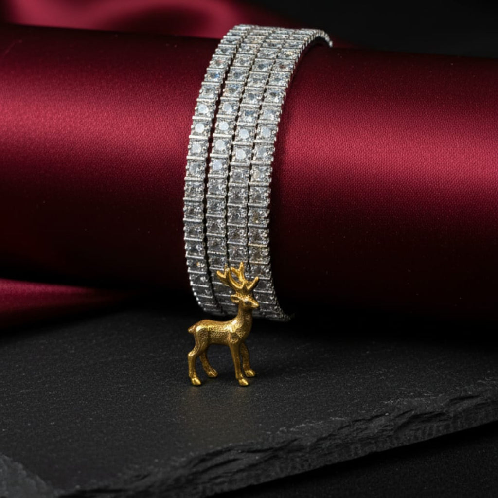 CZ Rhodium All White Bangles Set