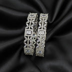 CZ Rhodium Oval & Baguette Tennis Bangles