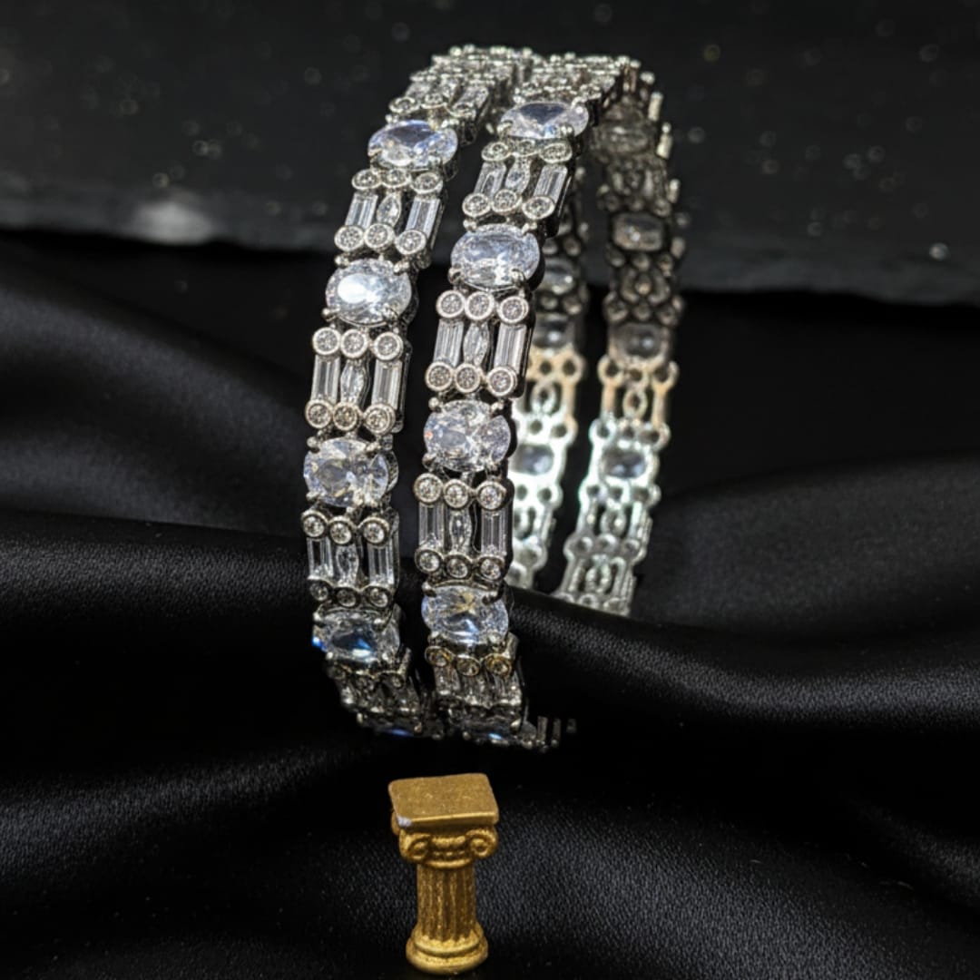 CZ Rhodium white Stone Bangles
