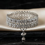 CZ Rhodium Pear Floral Bangles