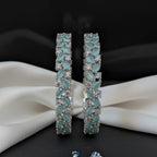 CZ Rhodium Mint Aqua Marquise Leaf & Round Bangles