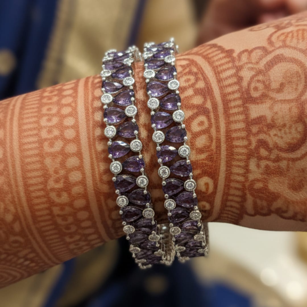 CZ Rhodium Pear & Round Tennis Bangles